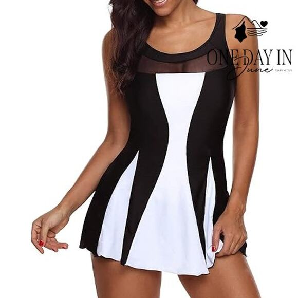 Zando Boyshort Swimdress One Piece Swimsuit Size XL - Picture 1 of 7